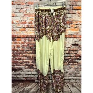 Kathmandu imports pants semi sheer boho  cream maroon women's drawstring